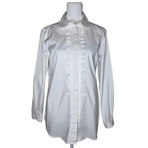Lands End Womens White Button Down Career Business Dress Shirt Size 8